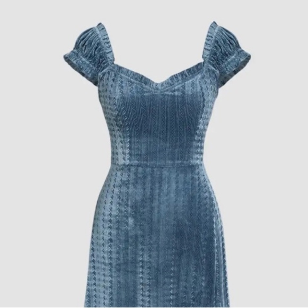 Vintage Blue Textured Dress
